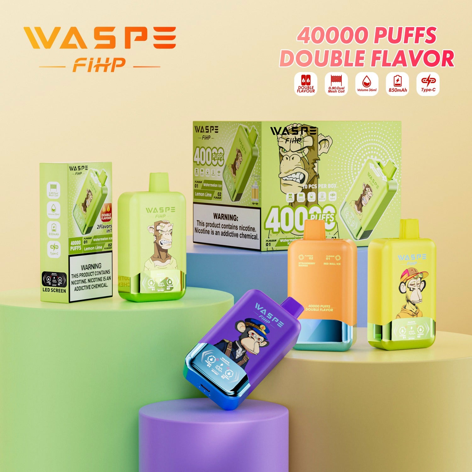 Waspe 40000 Puffs 2 en 1 (Pack de 10)